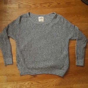 Hollister gray and white thermal look sweater